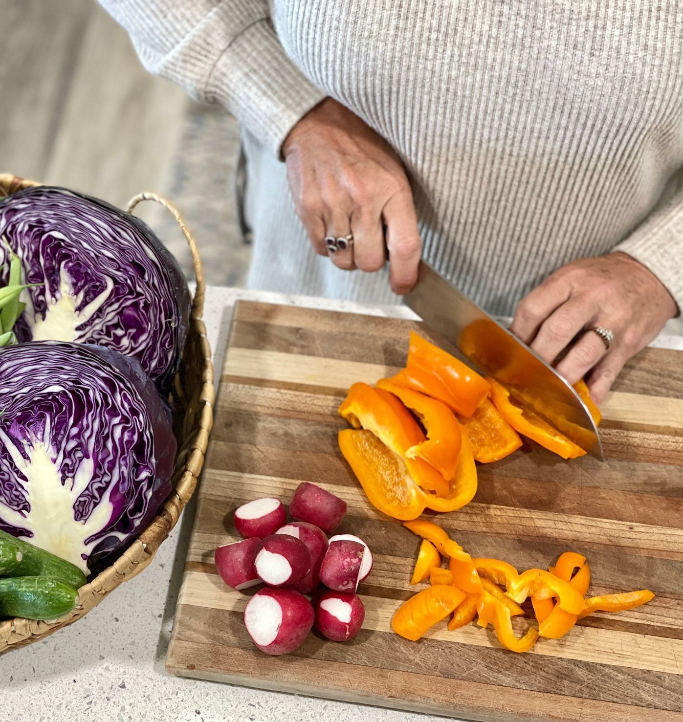 chopping veggies